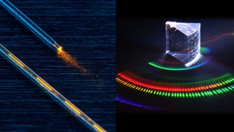 Illuminated in-fiber structures and Overlayed wavelength dependent reflections of a 2D-VBG.